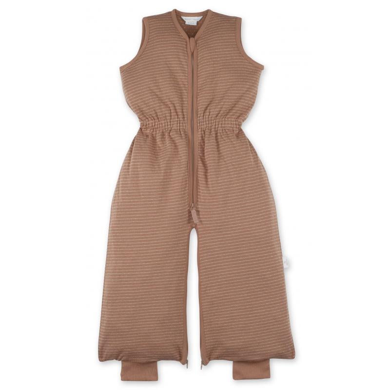 9-24 mnd Zomerslaapzak Zonder Mouwen met Beentjes - Uni / Jongen / Meisje - 100% katoen - Dunes Taupe Streep Stip - 85 cm - 1.0 Tog
