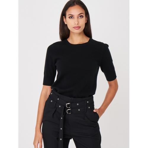 Basic korte mouw organisch cashmere trui