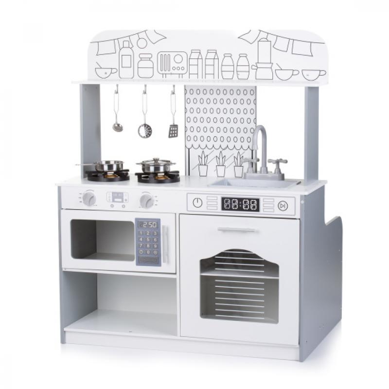 Chipolino 2 in 1 Houten Speelgoedkeuken met Restaurant Grijs