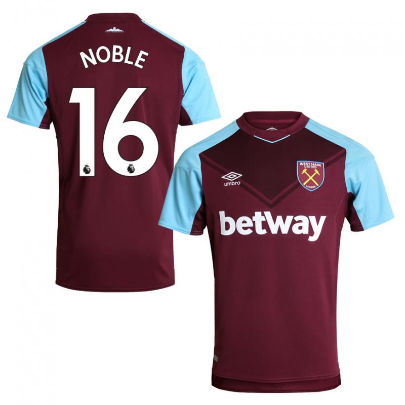 West Ham United Shirt Thuis 2017-2018 + Noble 16