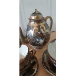 Antiek servies chinees/japans bladgoud