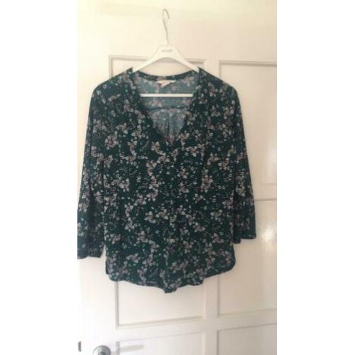 H&M shirt blouson groen/bloemen print S