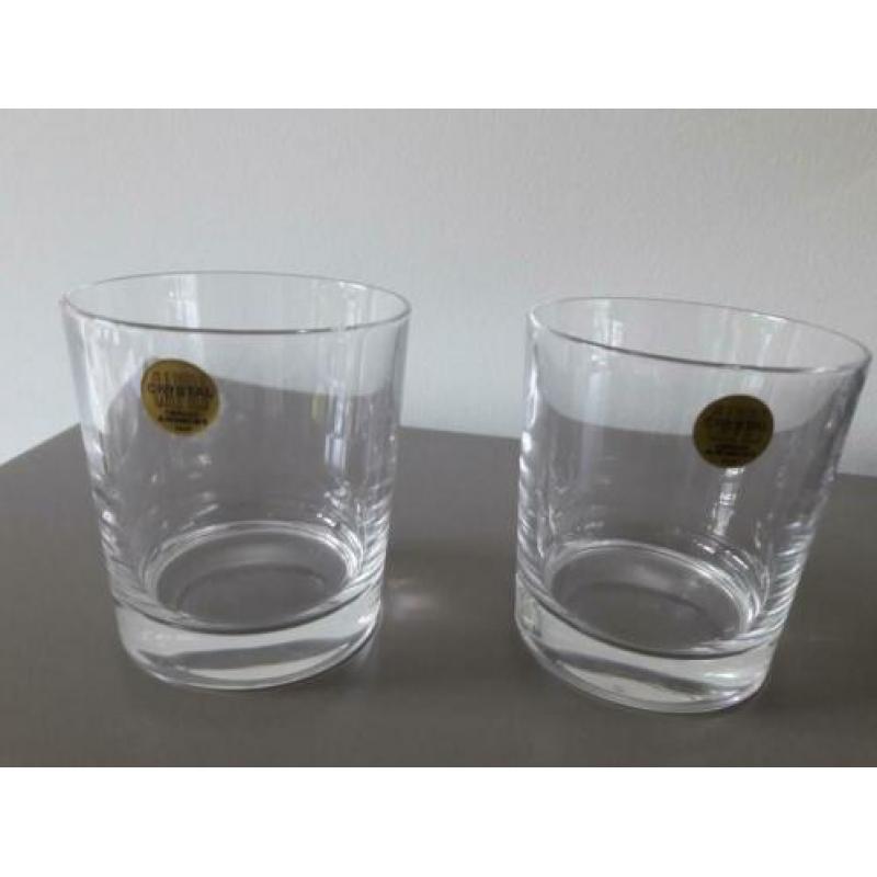2 whisky glazen Capri Crystal NIEUW
