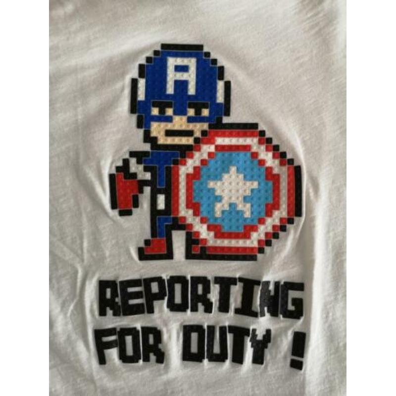 2x jongens wit t-shirt Zara maat 134 Marvel Captain America