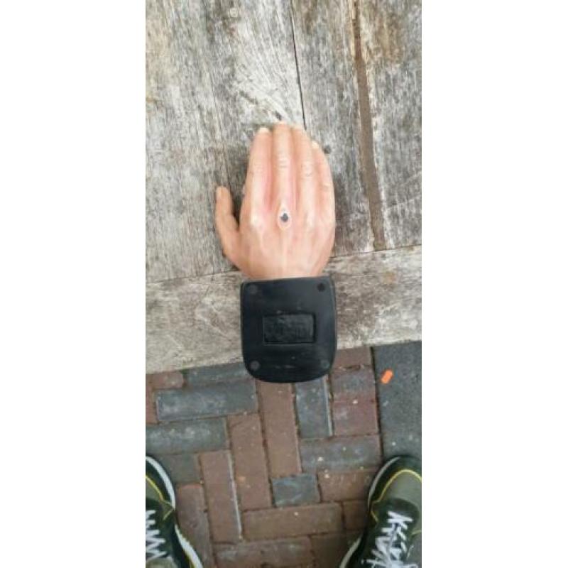 Jack klijn hand voor de pinda kom