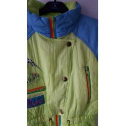 Kinder skipak, fluoriserend groen met blauw, maat 128.