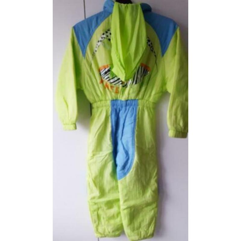 Kinder skipak, fluoriserend groen met blauw, maat 128.