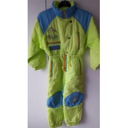 Kinder skipak, fluoriserend groen met blauw, maat 128.