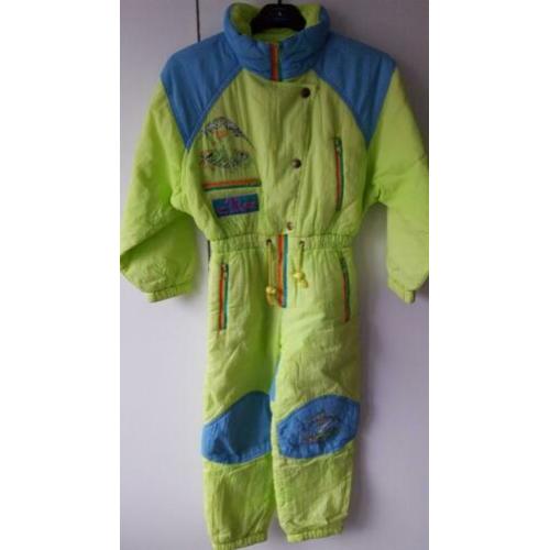 Kinder skipak, fluoriserend groen met blauw, maat 128.