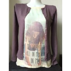 Shirt Mango ecru met print maat M