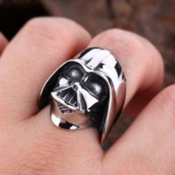 Zilveren Star Wars Darth Vader Hoofd Ring 999 verguld