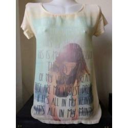 Shirt Mango ecru met print maat M