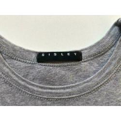Sisley shirt grijs / zilveren opdruk, maat 122 ALS NIEUW