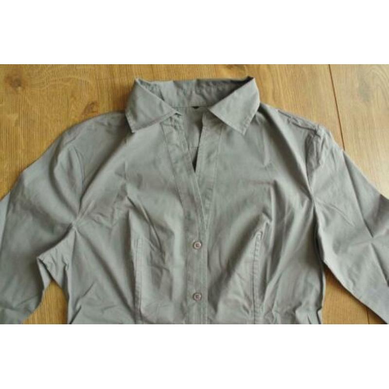 benetton blouse grijs 38 lang getailleerd model gaaf