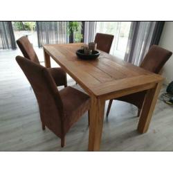Teake tafel 200x90cm + 4stoelen