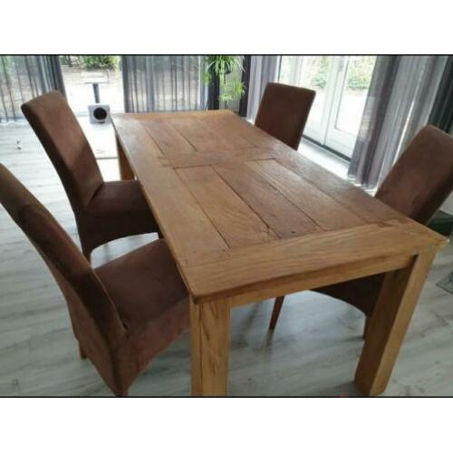 Teake tafel 200x90cm + 4stoelen