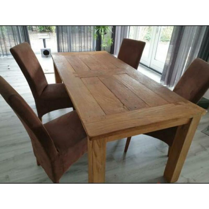Teake tafel 200x90cm + 4stoelen