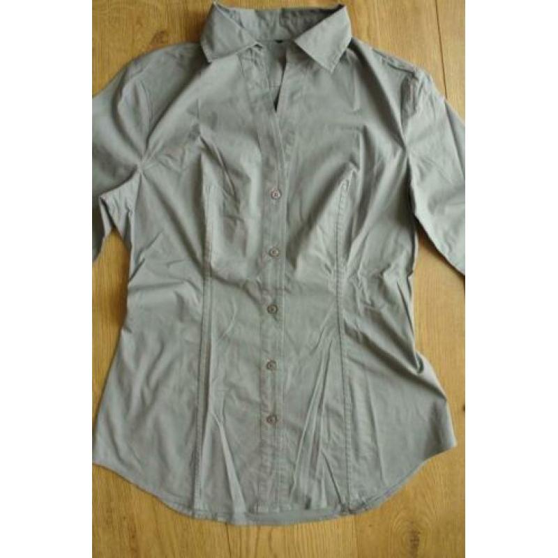 benetton blouse grijs 38 lang getailleerd model gaaf