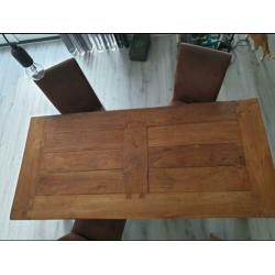 Teake tafel 200x90cm + 4stoelen