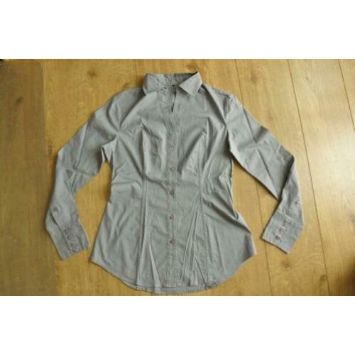 benetton blouse grijs 38 lang getailleerd model gaaf