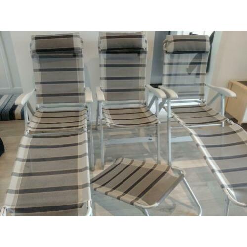 Vrijbuiter camping stoelen met voetenbank 3 stuks