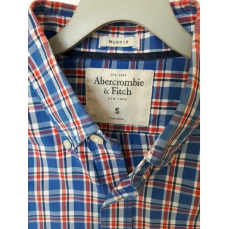 Overhemd blauw/wit/rood geruit Abercrombie & Fitch maat S