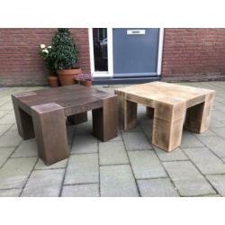 Massief eiken houten salontafelset