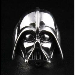 Zilveren Star Wars Darth Vader Hoofd Ring 999 verguld