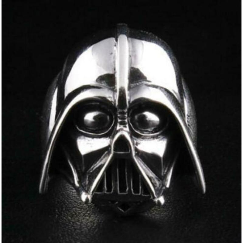 Zilveren Star Wars Darth Vader Hoofd Ring 999 verguld