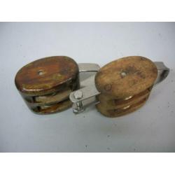 Houten Blokken / Katrollen, dubbelschijfs + hondsvot, 10 mm