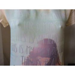 Shirt Mango ecru met print maat M