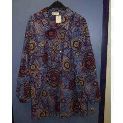 Ulla Popken blouse tuniek blauw rood paisley mt 58-60 32032