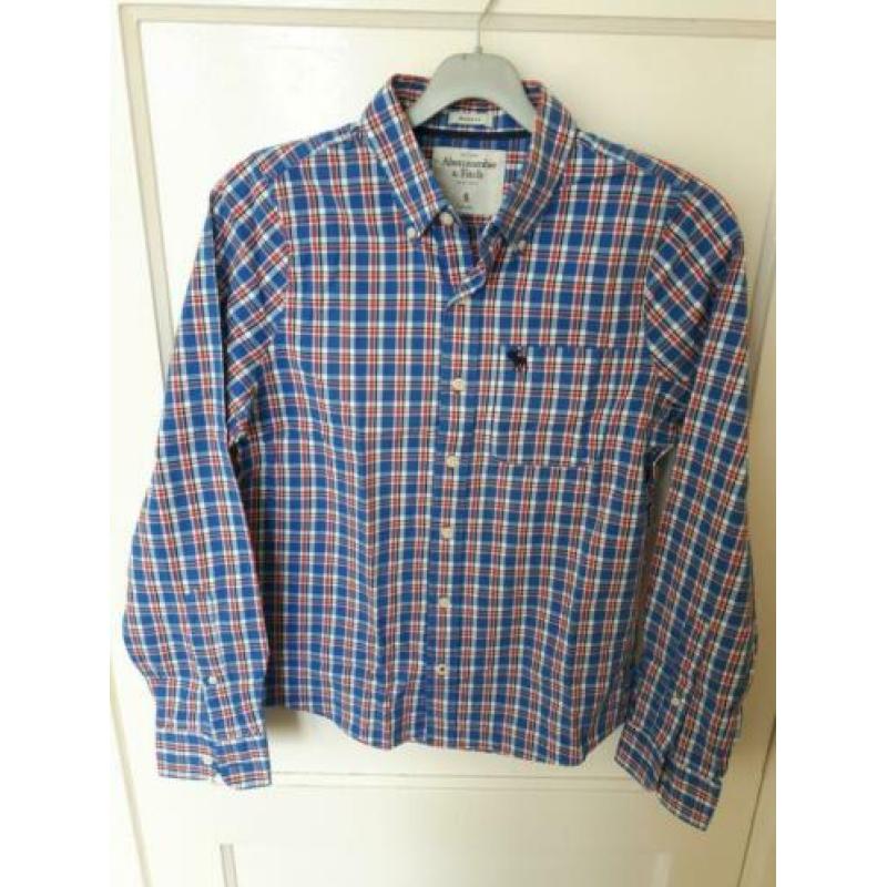 Overhemd blauw/wit/rood geruit Abercrombie & Fitch maat S