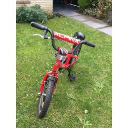 Alpina fiets 16 inch jongens rood