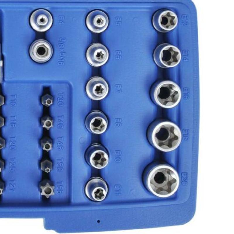 Torx- inw. en uitw. Doppenset 3/8 '' 34-Delig + Opbergkoffer