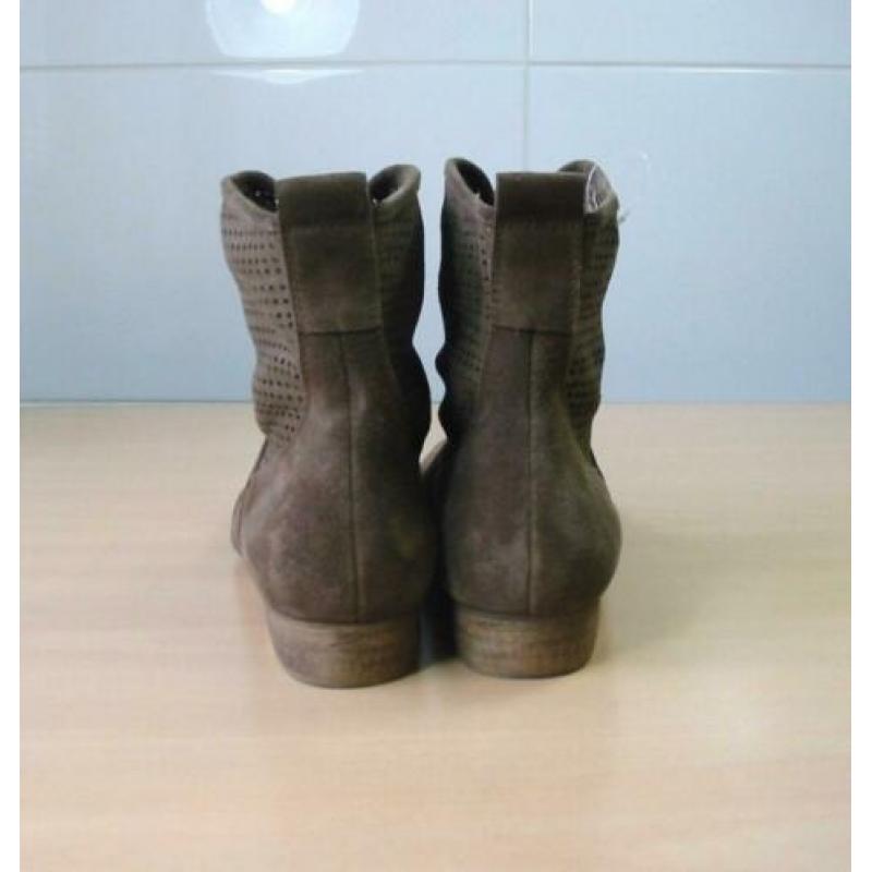 NIEUW Peckott Denim suede bruine enkellaarsjes 40 en 39 38
