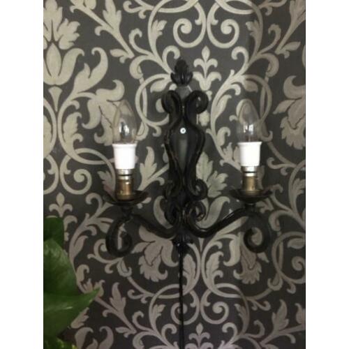 Franse smeedijzeren Wandlampen 2x