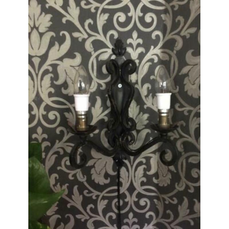 Franse smeedijzeren Wandlampen 2x