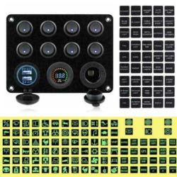 schakelpaneel boot 8 schakelaars/ zekering/12v/usb/voltmeter