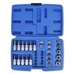 Torx- inw. en uitw. Doppenset 3/8 '' 34-Delig + Opbergkoffer