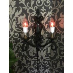 Franse smeedijzeren Wandlampen 2x