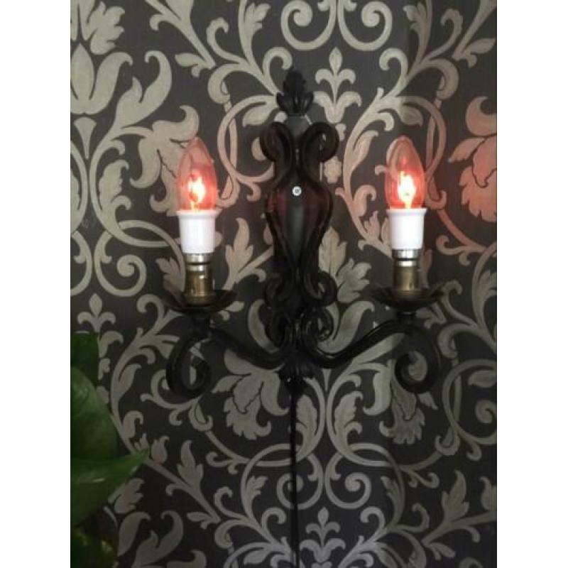 Franse smeedijzeren Wandlampen 2x