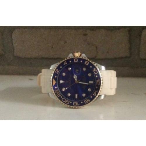 Rolex GMT MASTER 2 met witte rubber band (low budget Rolex)