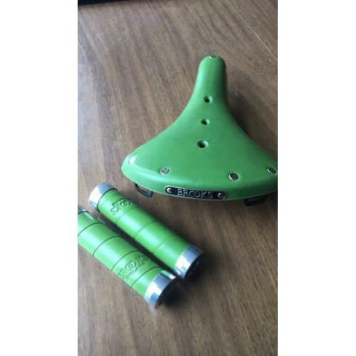 Groene Brooks zadel en handvatten nieuw (ook los te koop)