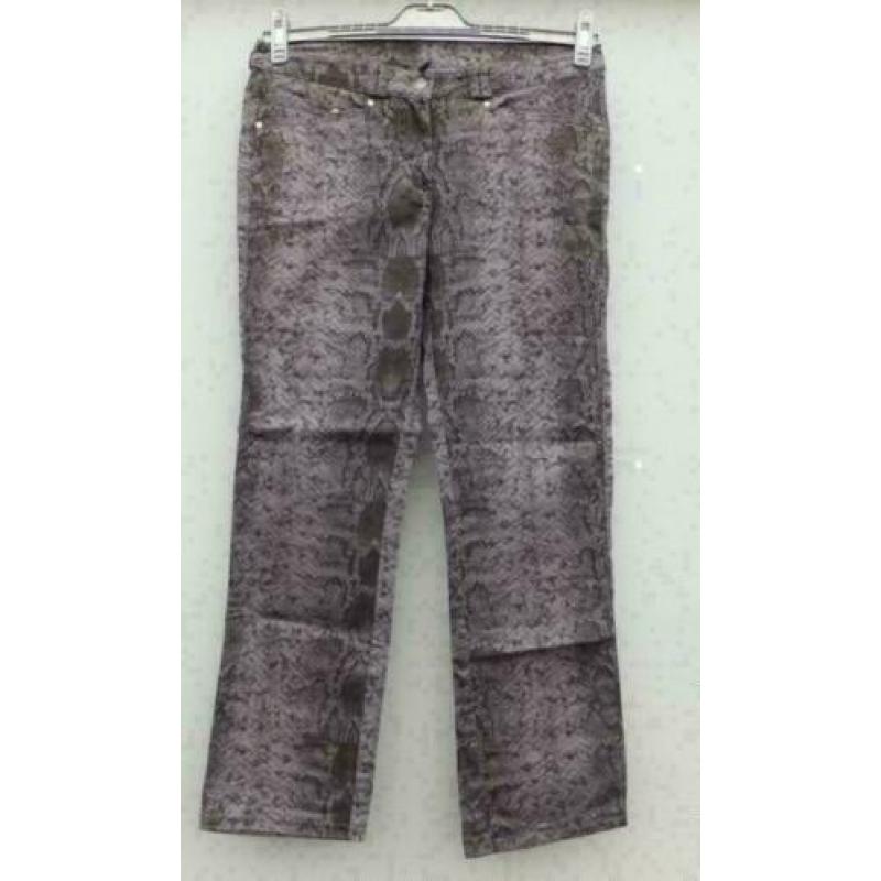 Madeleine grijs/zwart slangenprint stretch broek M
