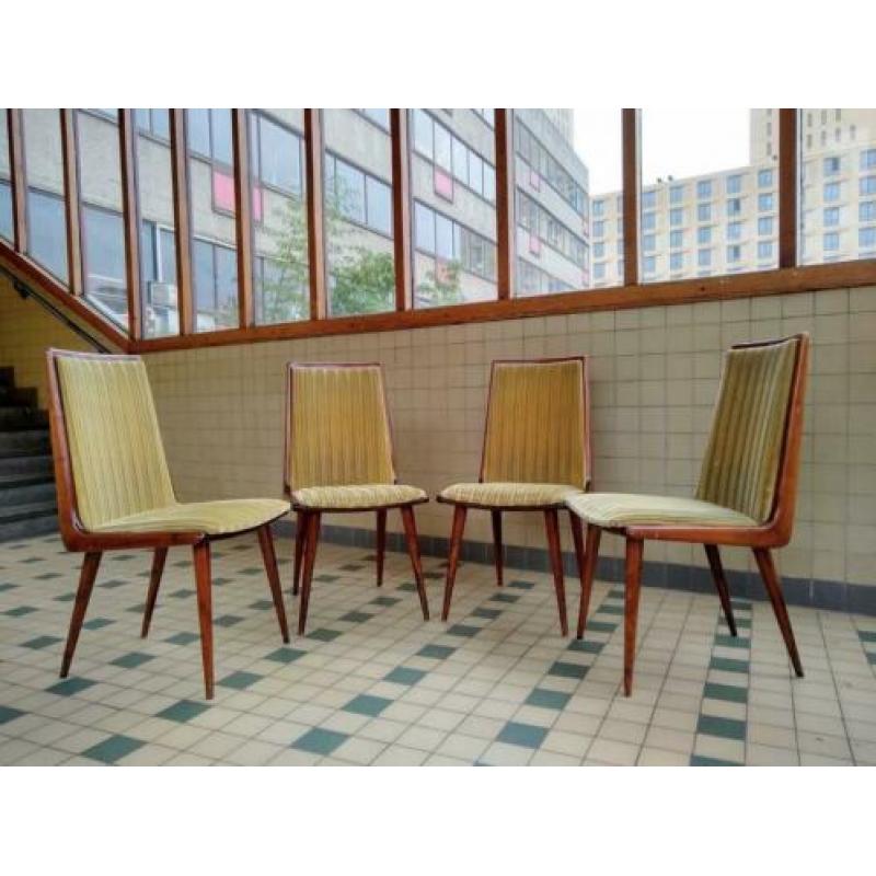 Set van 4 vintage mid century eetkamerstoelen stoelen