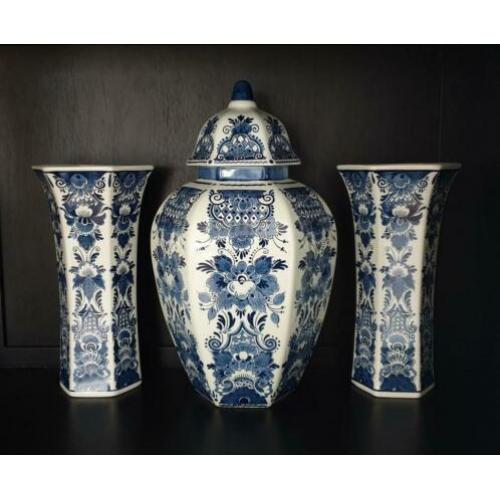 Delfts blauwe vazen, kaststel, Royal Distel, vintage, retro