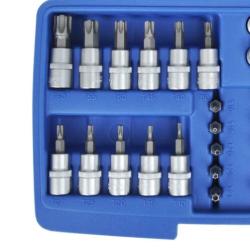 Torx- inw. en uitw. Doppenset 3/8 '' 34-Delig + Opbergkoffer