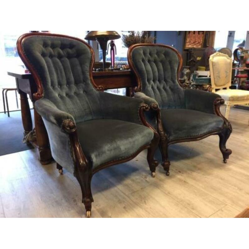 Brocante - het Stel Bourgondische Bergères, 19e eeuw!