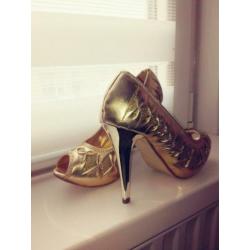 Dames goud glitter hakken